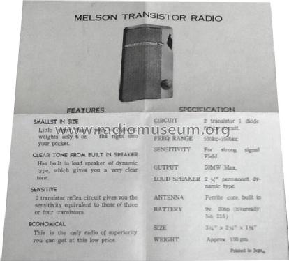 Melson 2 Transistor Boy's Radio ; Unknown - CUSTOM (ID = 1736023) Radio