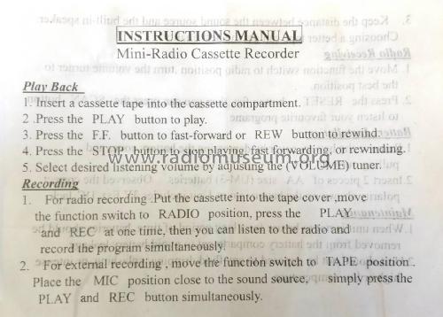 Mini Cassette Record Player With Auto Scan Radio Sunny Star SP-511; Unknown - CUSTOM (ID = 2156469) Radio