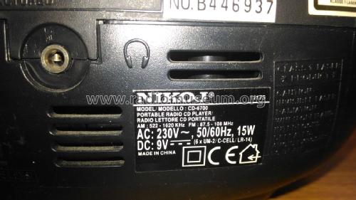 NIKOJ Portable Radio CD Player CD-6700; Unknown - CUSTOM (ID = 2033519) Radio