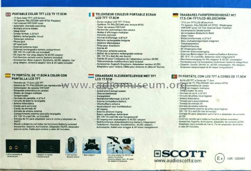 Portable TFT LCD Color TV 7' MTV70; Scott; H.H.; Maynard (ID = 2734953) Televisión