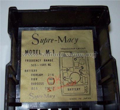 Supre-Macy Transistor 6 M-1; Macy's, R.H. Macy & (ID = 2358261) Radio