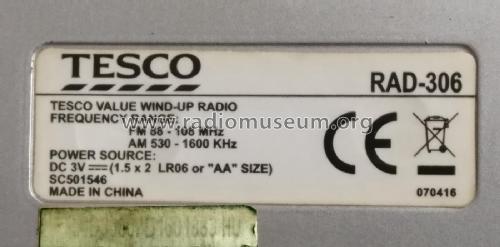 Tesco Value Wind-Up Radio RAD-306; Tesco brand (ID = 2223518) Radio