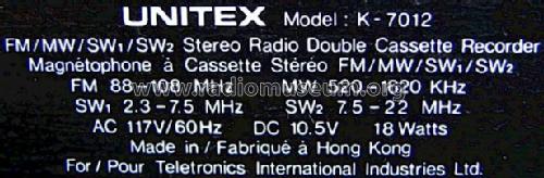 Unitex K-7012; Unknown - CUSTOM (ID = 496782) Radio