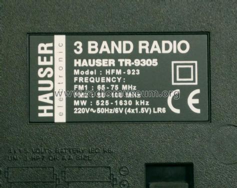 Hauser 3 Band Portable Radio Recevier TR-9305 / HFM-923; Unknown Europe (ID = 2331670) Radio