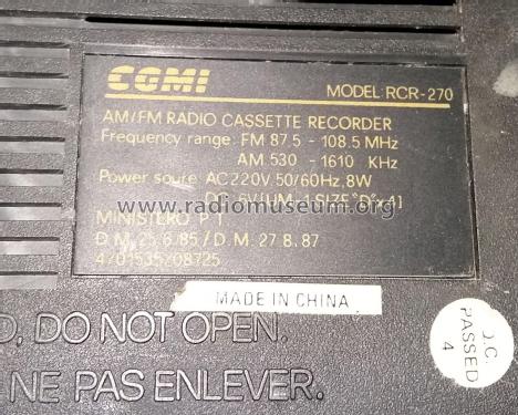 CGMI AM/FM Radio Cassette Recorder RCR-270; CGM elettronica; (ID = 2335198) Radio