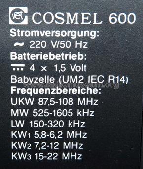 Cosmel 600; Unknown to us - (ID = 730620) Radio