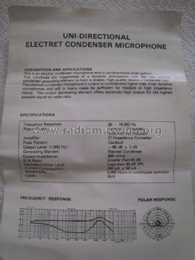 Uni-directional electret condenser microphone UMC 7103; Unknown to us - (ID = 1666957) Microphone/PU