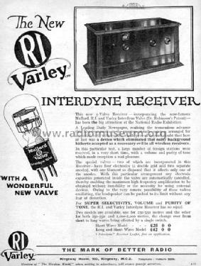 Interdyne Receiver Short wave model = BC only; Varley; London (ID = 1055238) Radio