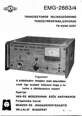 Transistorised 'AC' Voltage Stabilizer TR-9267 / 2884; Vas- és Müszeripari (ID = 2595005) Equipment