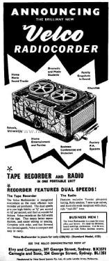 Velco Radiocorder ; Veall, Arthur J. Pty (ID = 1864284) Radio