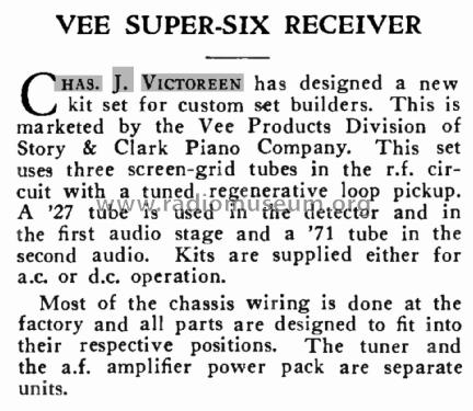 Vee Super-Six Receiver ; Vee Products, C. J.; (ID = 1944911) Kit