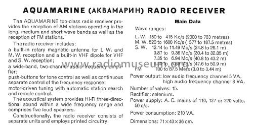 Akvamarin - Аквамарин ; VEF Radio Works (ID = 2507577) Radio