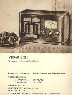 Vefar B211; VEF Radio Works (ID = 35525) Radio