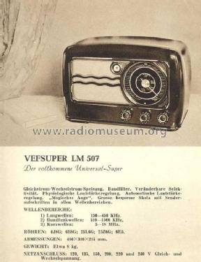 Vefsuper LM507; VEF Radio Works (ID = 34190) Radio