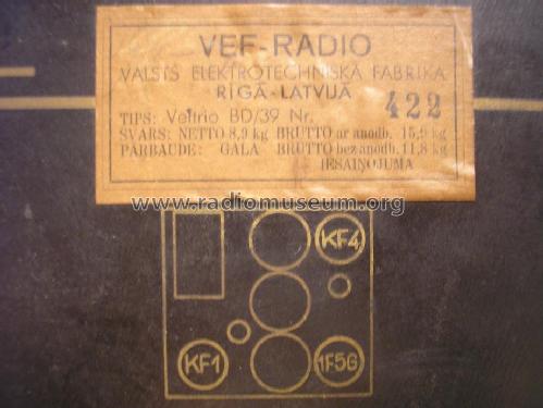 Veftrio BD39 BD/39; VEF Radio Works (ID = 1324024) Radio