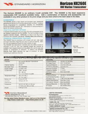Submersible VHF FM Marine Transceiver Standard Horizon HX260E; Vertex Standard Co. (ID = 2638148) Commercial TRX