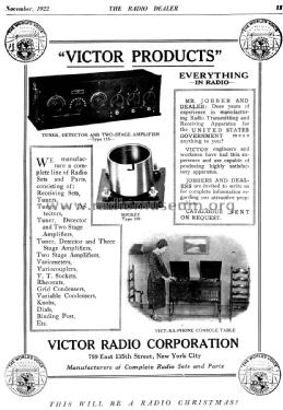 Tuner, Detector and Two-Stage Amplifier Type 115; Victor Radio Corp.; (ID = 1187134) Radio