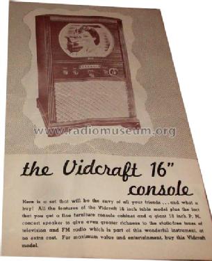 16' Television Receiver ; Vidcraft Television (ID = 1482367) TV Radio