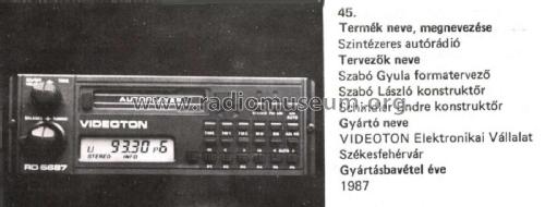 Car Radio RD 6687; Videoton; (ID = 2410162) Car Radio