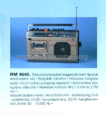 Cassette Recorder RM-4640; Videoton; (ID = 705750) Radio