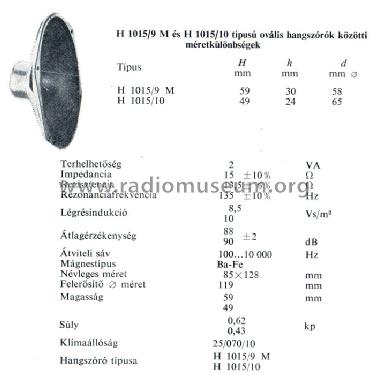 H1015/10 4 Ohm; Videoton; (ID = 1304953) Altavoz-Au