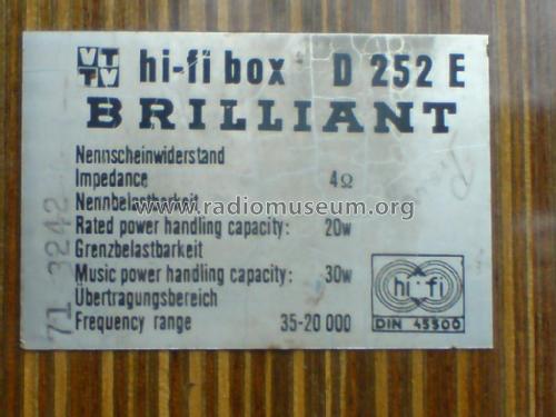 Hi-Fi Box Brillant D-252E; Videoton; (ID = 1825499) Parlante