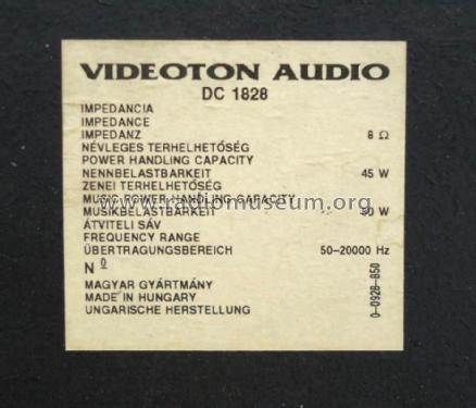 Hi-Fi Box DC 1828; Videoton; (ID = 1184207) Parlante
