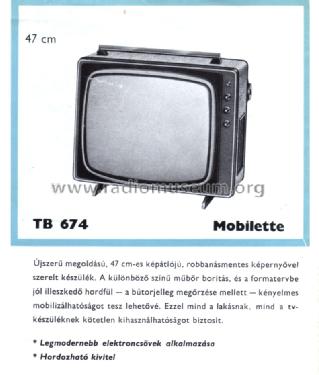 Mobilette TB674; Videoton; (ID = 1092474) Television