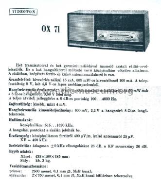 Transistor OX71; Videoton; (ID = 2659956) Radio