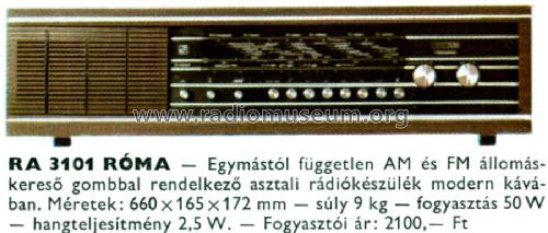 Róma RA3101; Videoton; (ID = 432690) Radio