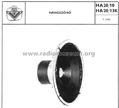 Speaker HA 20/13K; Videoton; (ID = 815934) Speaker-P