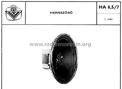 Speaker HA 6,5/7; Videoton; (ID = 815931) Parleur