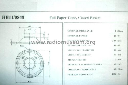 Speaker 8 Ohm HB11/0848; Videoton; (ID = 1936441) Altavoz-Au