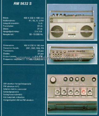 Stereo Radio Recorder RM 5632 S; Videoton; (ID = 713808) Radio