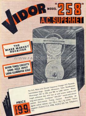 AC Superhet 258; Vidor Ltd.; Erith (ID = 3010748) Radio