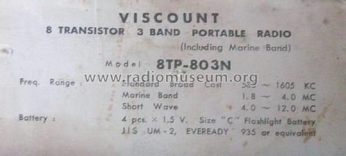 Highest Transistor 3 Band Hi-Fi 8TP-803N; Viscount (ID = 1926603) Radio