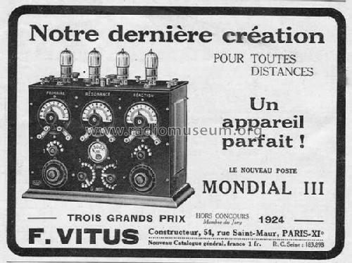 Mondial III ; Vitus, Fernand; (ID = 984407) Radio