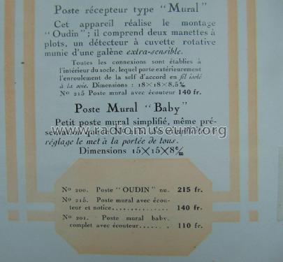 Poste récepteur type Mural 215; Vitus, Fernand; (ID = 2154293) Galène