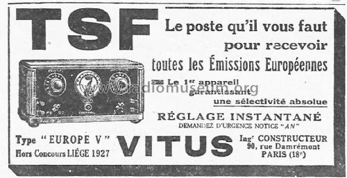 Europe V ; Vitus, Fernand; (ID = 2503190) Radio