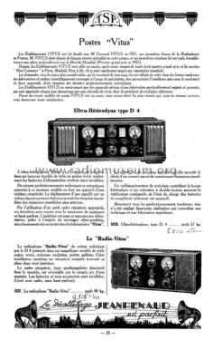 Ultra-Hétérodyne D4; Vitus, Fernand; (ID = 2661500) Radio