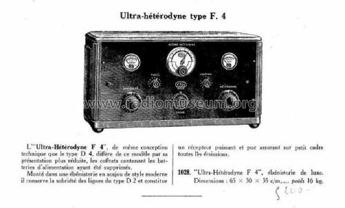 Ultra-Hétérodyne F4; Vitus, Fernand; (ID = 2661728) Radio