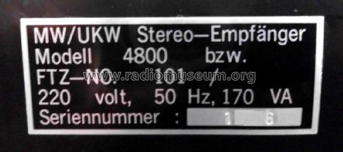MW/UKW Stereo-Empfänger, HIFI Stereo Receiver 4800; Vivanco AG (ID = 2423979) Radio