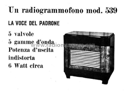 539; La Voce del Padrone; (ID = 1410499) Radio
