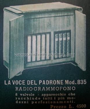 Marconi 835; La Voce del Padrone; (ID = 743447) Radio