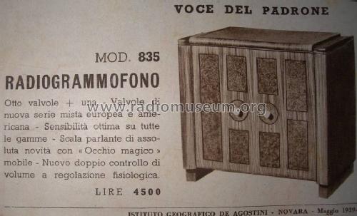 Marconi 835; La Voce del Padrone; (ID = 743448) Radio