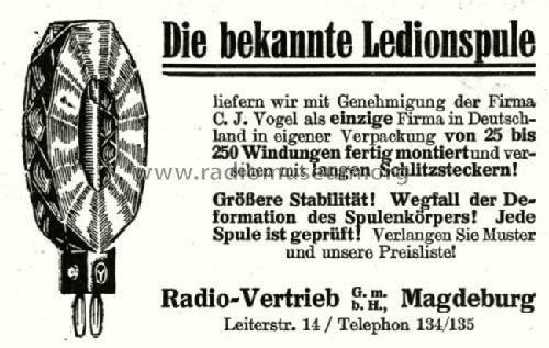 Ledion- Steckspule mit Stütze ; Vogel, C.J. Ledion, (ID = 1516924) Radio part