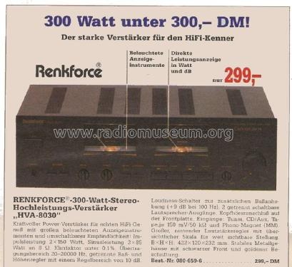 Stereo Integrated Amplifier HVA-8030 ; Renkforce Marke - (ID = 1768406) Ampl/Mixer