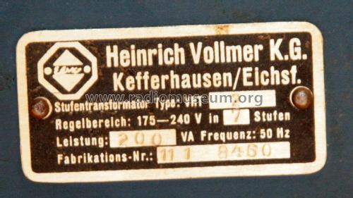 Stelltransformator VRT2; Vollmer , Heinrich (ID = 2593691) Power-S