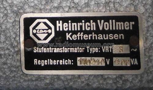 Stufentransformator VTR3; Vollmer , Heinrich (ID = 1432004) Power-S
