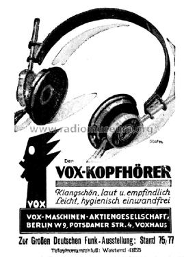 Kopfhörer K5; Vox-Maschinen AG; (ID = 1307962) Speaker-P